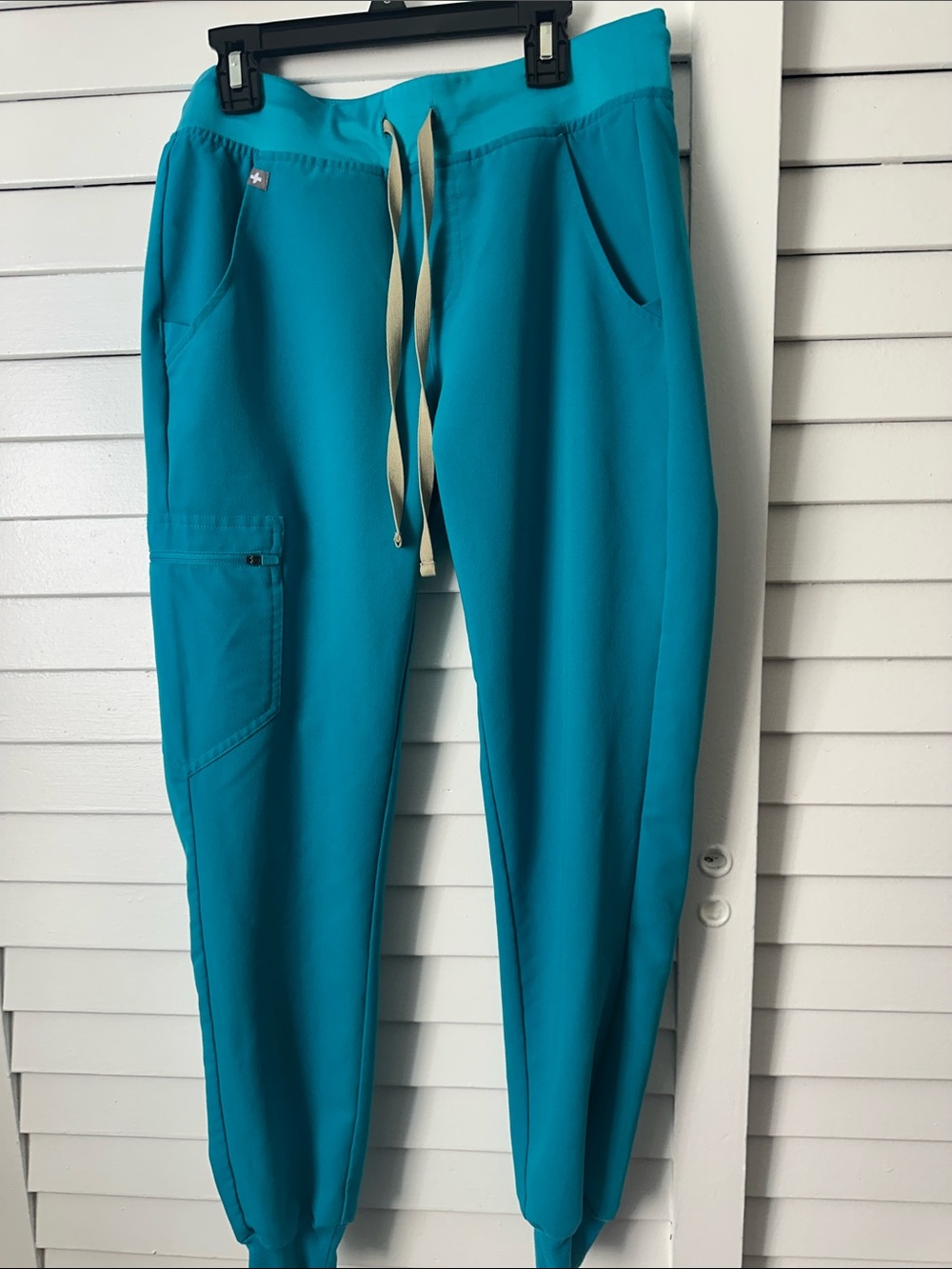 Figs Women’s XS Teal Drawstring Joggers with Side Cargo Pocket